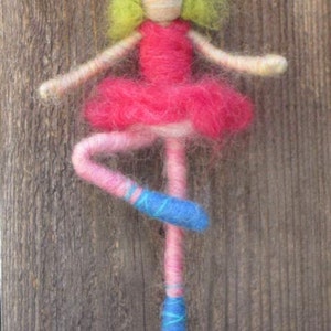 Needle Felted Ballerina, wire swing, Waldorf doll, felted toy