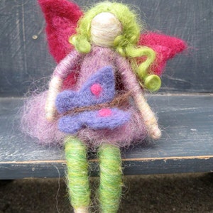 Lila the Fairy Friend with Butterfly Needle felted Waldorf inspired Original design by Borbala Arvai image 1