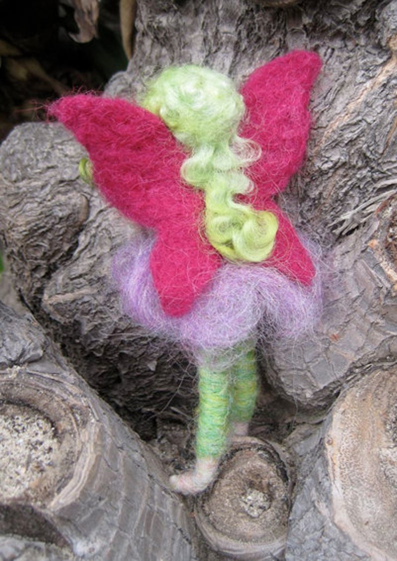 Lila the Fairy Friend with Butterfly Needle felted Waldorf inspired Original design by Borbala Arvai image 4