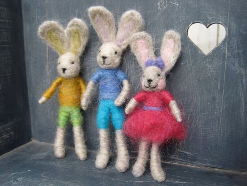 Needle felted Animal, Bunny Girl, Waldorf inspired, Spring Nature Table, Easter, felted toy, Original Design by Borbala Arvai, MADE to order image 4