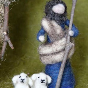 Needle Felted Animal, TWO little lambs, felted sheep, Nativity Set, Waldorf Nativity, miniatures, Design by Borbala Arvai, made to order image 2