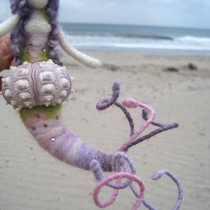 Needle Felted Mermaid, Sea Urchin Mermaid, Goddess, Original design by Borbala Arvai, MADE TO ORDER image 5