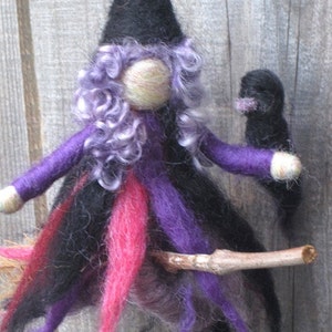 Needle Felted Witch, Kitchen Witch, Waldorf Inspired, Original design by Borbala Arvai, Made to order image 2