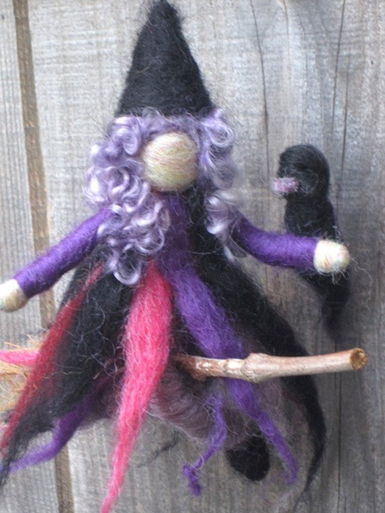 Needle Felted Witch, Kitchen Witch, Waldorf Inspired, Original design by Borbala Arvai, Made to order image 2