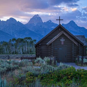 Kirche der Transfiguration, Grand Tetons, Sonnenuntergang