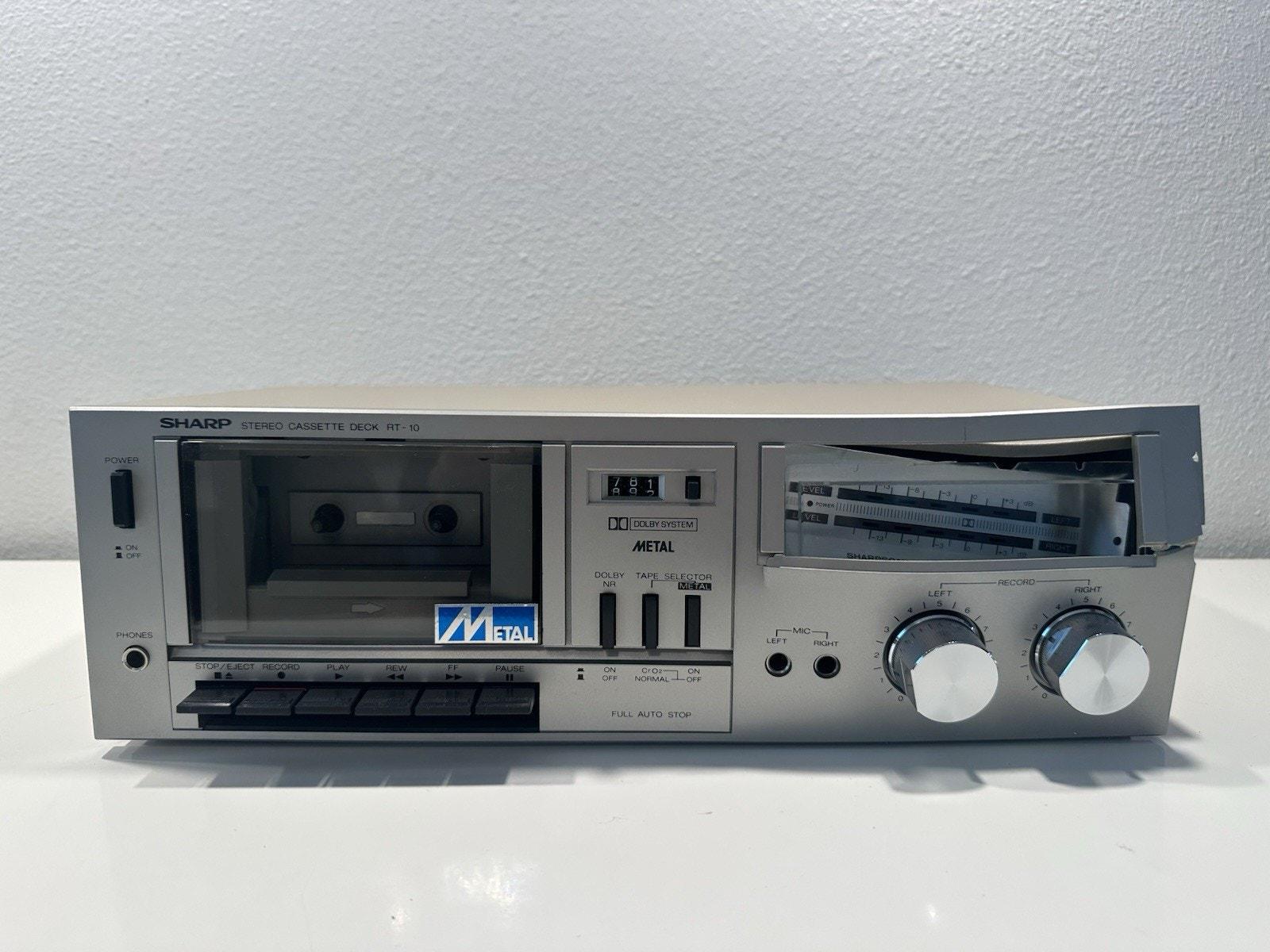 VINTAGE Sharp 80&#39;s RT-10 Stereo Cassette Deck Tape Player Recorder WORKS/Smashed