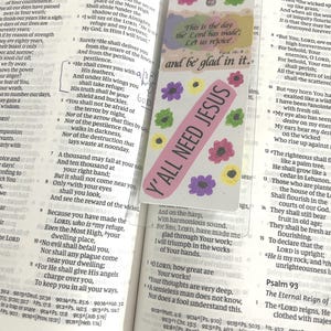 Handmade Spiritual Themed Pink Tassel Bookmark | Floral Hand drawn Art decor bookmark | Cottagecore Floral Design with Scripture Message