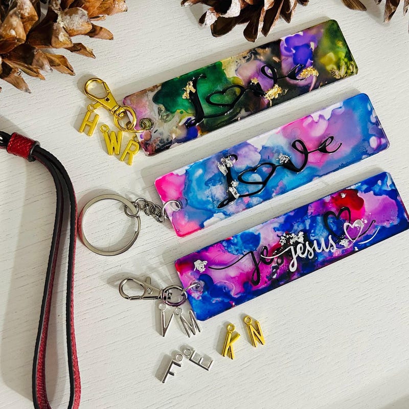 Alcohol Ink Keychain - Etsy