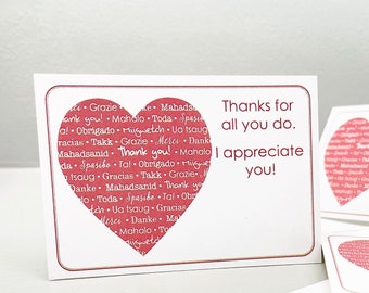 Mini thank you enclosure cards for nurses, teachers, service worker appreciation. 8 enclosure cards for thank you gifts and tiny notes.