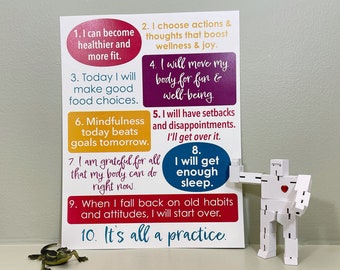 Affirmations for your wellness practice. Typography wall art for your healthy daily routine.