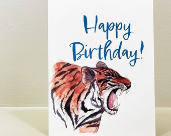 Happy Birthday! roars the tiger. Give someone a surprise and a good laugh with this tiger birthday card.