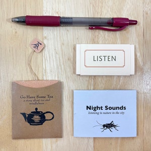 Tiny zine collection. Set of three mini zines about tea, listening, and mindfulness. Zine pack. Mothers Day gift. image 1