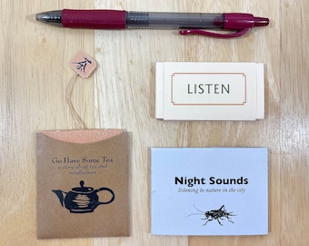 Tiny zine collection. Set of three mini zines about tea, listening, and mindfulness. Zine pack. Mothers Day gift.