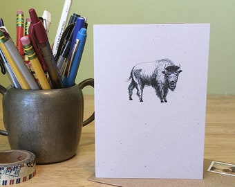 Buffalo note card. Recycled note card with text about buffalo bison on the back. Natural history card.