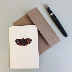 Red admiral butterfly small note card, blank inside. image 3