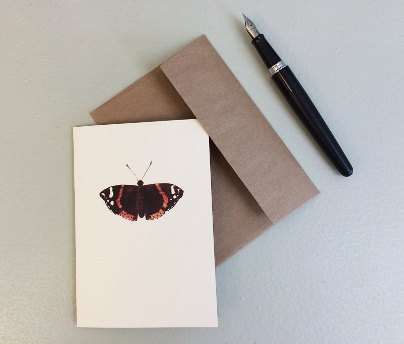 Red admiral butterfly small note card, blank inside. image 3