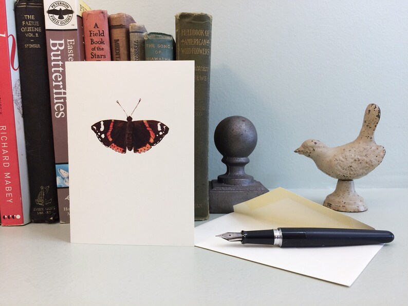 Red admiral butterfly small note card, blank inside. image 1