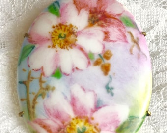 Antieke Victoriaanse porseleinen broche, circa 1900