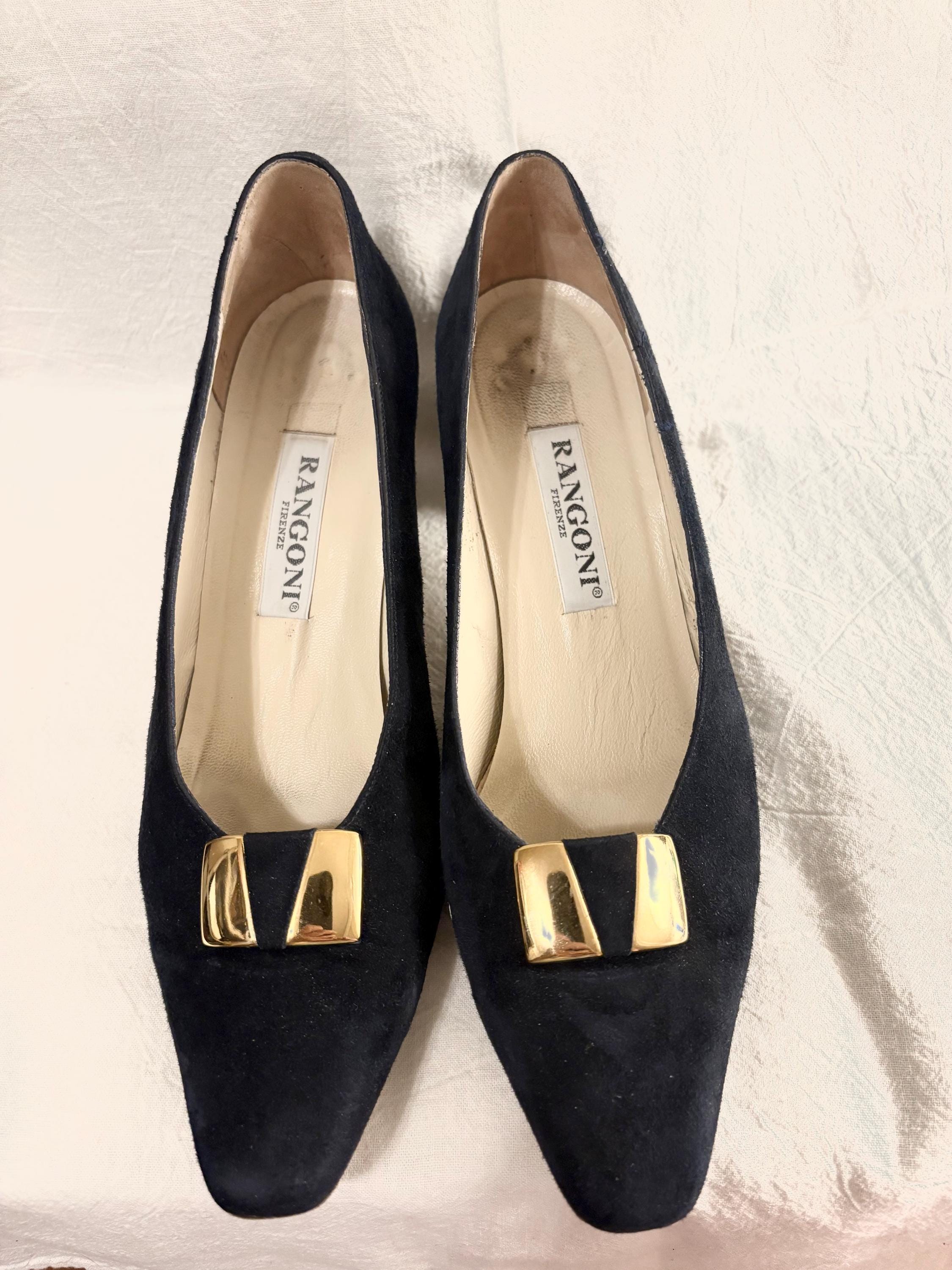 Vintage Rangoni Firenze Blue Suede Pumps