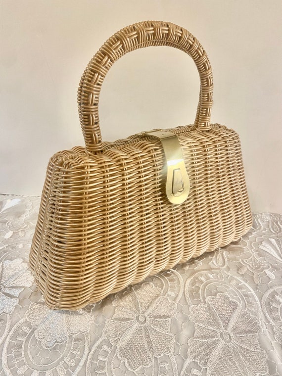 Vintage Point West Straw Handbag - image 2