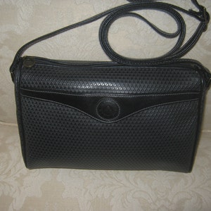 Vintage Liz Claiborne Black Leather Trim Shoulderbag Retro Preppy image 1