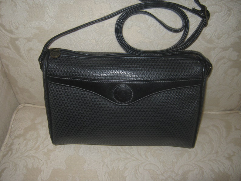 Vintage Liz Claiborne Black Leather Trim Shoulderbag Retro Preppy image 1