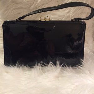 Vintage Fabulous Bobbie Jerome Black Patent Old Handbag