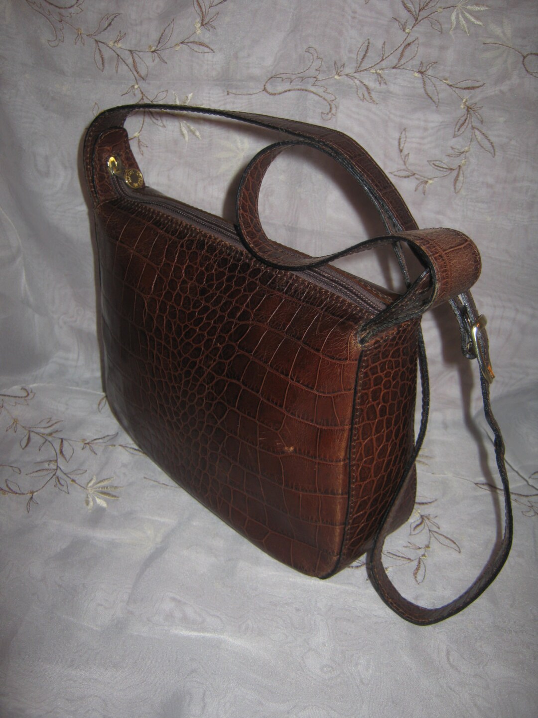 Vintage Boscov s Brown Italian Made Calfskin Vinyl Handbag Purse