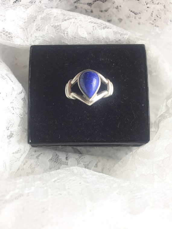 Vintage Silver Blue Lapis Ring Circa 1980s