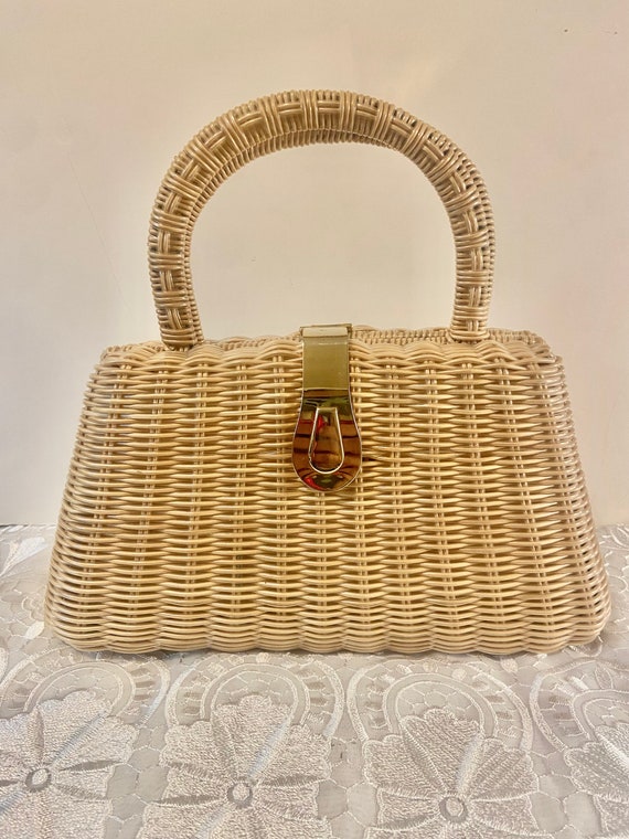 Vintage Point West Straw Handbag - image 1