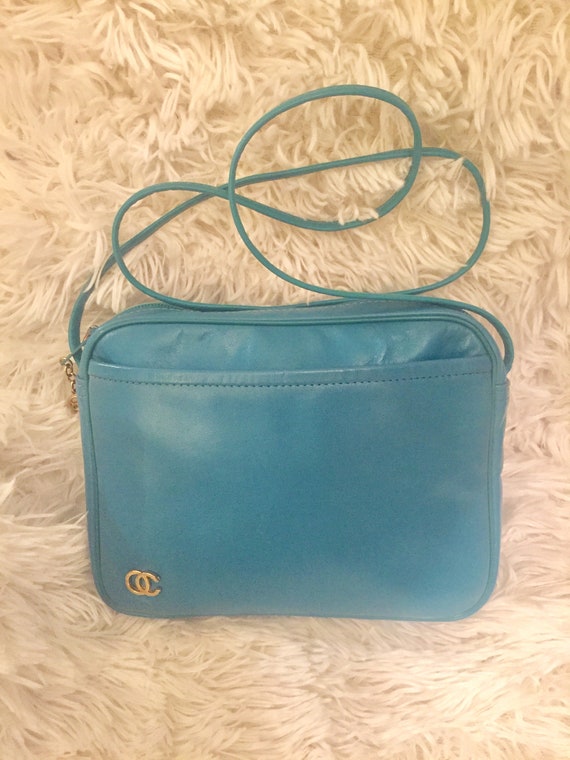 Vintage Oleg Cassini Blue Shoulder Bag 1980s