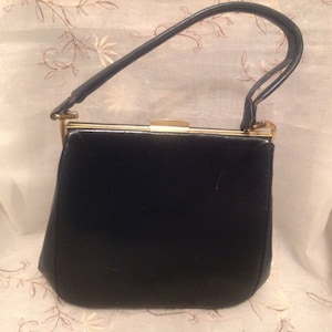 Vintage Spearo 1950-60s Old Fashion English Made Pocketbook Handbag Blue Worn Leather Traditonal Purse