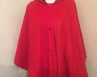 Vintage Red/Black Button Cape