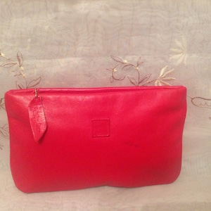 Vintage Red Leather Line Brand Retro Clutch Bag Classic Traditional Fashion Wear