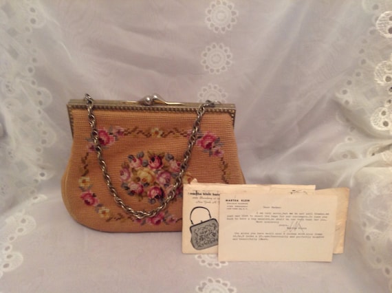 Vintage 1963 Needle Point Pocketbook Handbag Fram… - image 5