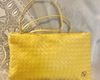 Vintage Etienne Aigner Leather Yellow Clutch Shoulder Bag Brazil