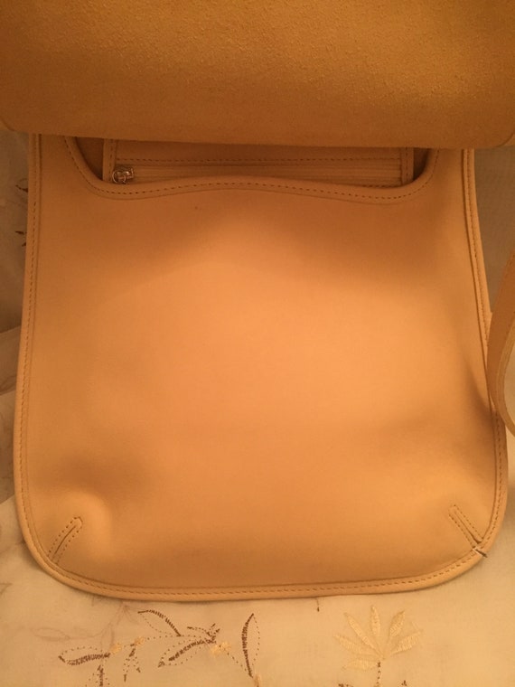 COACH Daphne Pocket Flap Legacy Satchel Beige Leather Bag