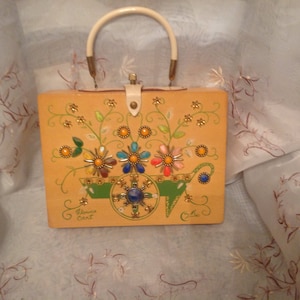 Vintage Enid Collins Box Shape Jeweled Handbag Preppy Classic Traditional  Old Fashion Purse Historical Designer Collector Item