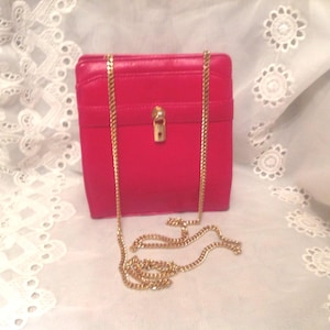 Vintage Woodward Petite Red Leather Chain Shoulderbag preppy Chic Retro Traditional Style Purse