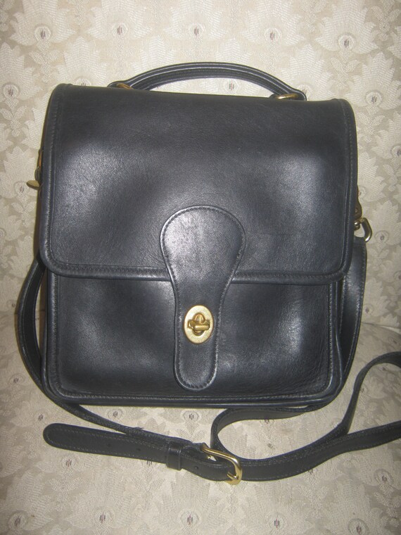 Vintage Coach 5130 Black Leather Station Bag Handbag Etsy