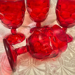 Vintage Old Fashion Beverage Red Glasses