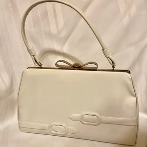 Vintage weiße altmodische Lackhandtasche