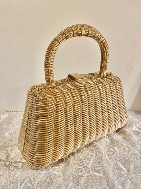 Vintage Point West Straw Handbag - image 6
