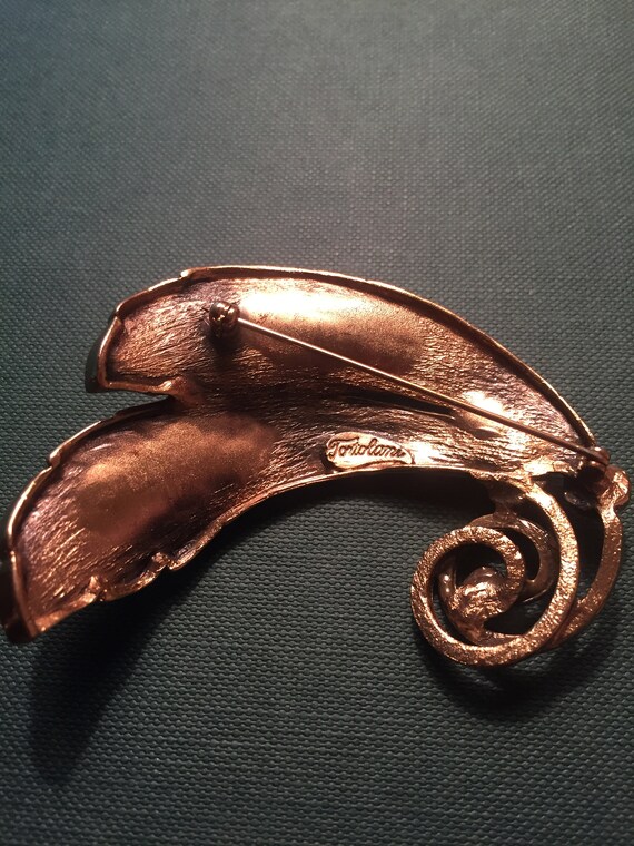 Vintage Tortolani Gold Tone Brooch Pin - image 3