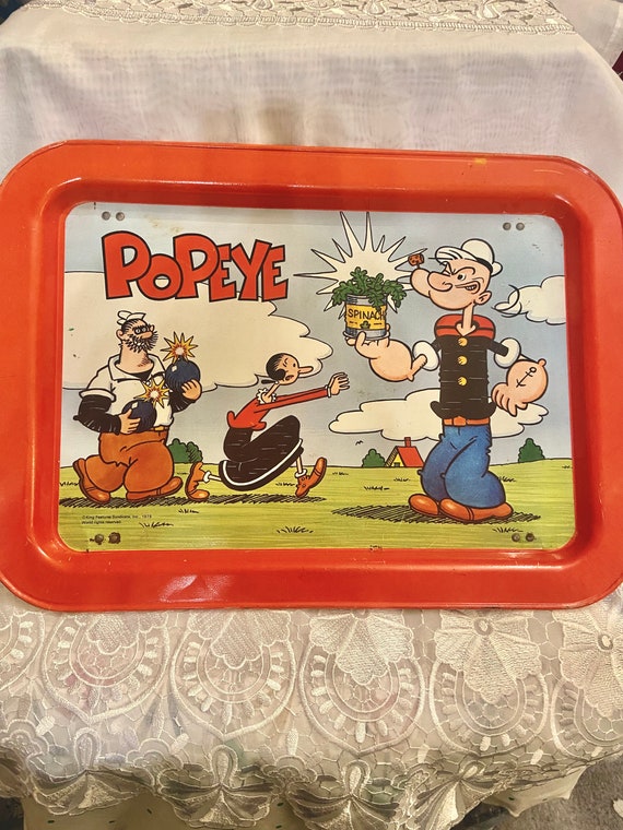 Vintage 1979 Popeye Red Food Tray Metal Etsy