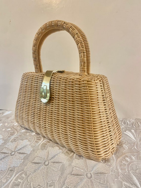 Vintage Point West Straw Handbag - image 5