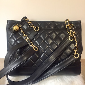 Vintage Chanel Lammfell Schwarz Tote