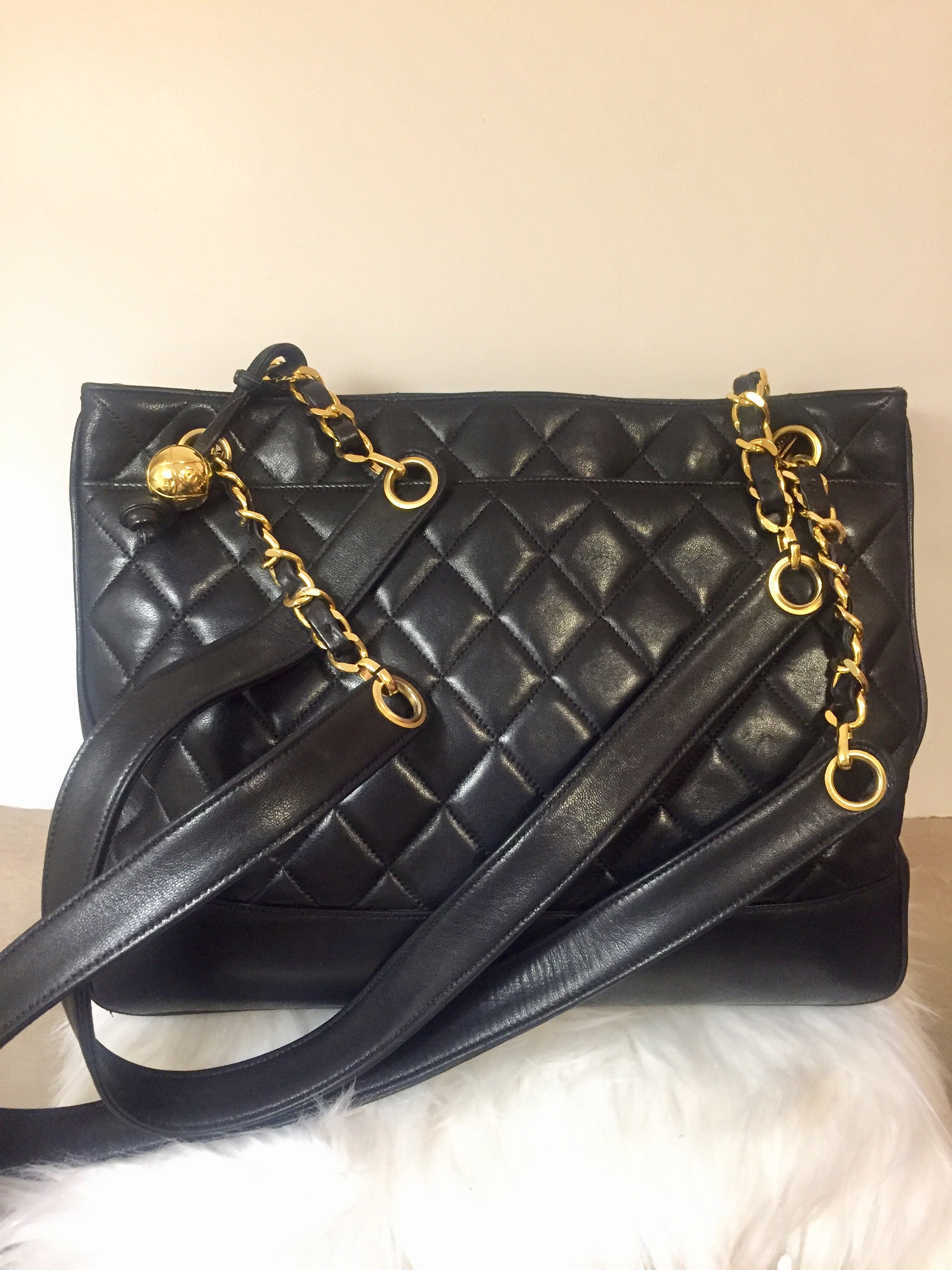 Chanel Black Quilted Lambskin Leather Trendy CC Shopping Tote Bag