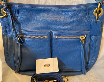 Vintage Fossil Blue Leather Handbag Shoulderbag