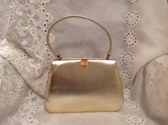 Vintage Lennox Formal Gold Lame Pocketbook Handbag